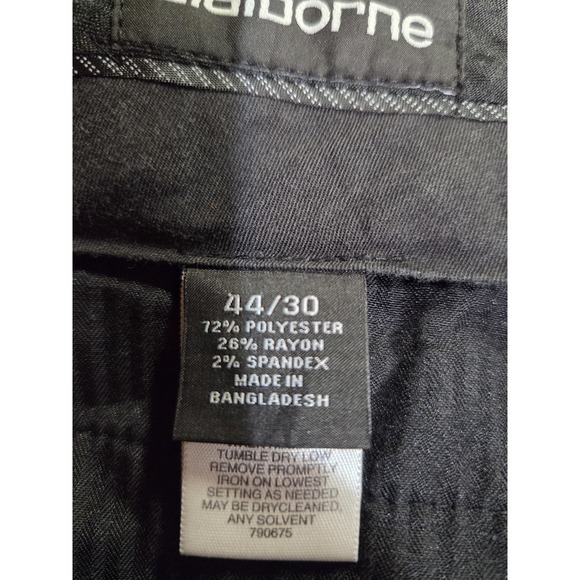 Claiborne Pants Mens 44x30 Black Dress Slacks Stretch Rayon Blend Flat Front - Picture 5 of 6